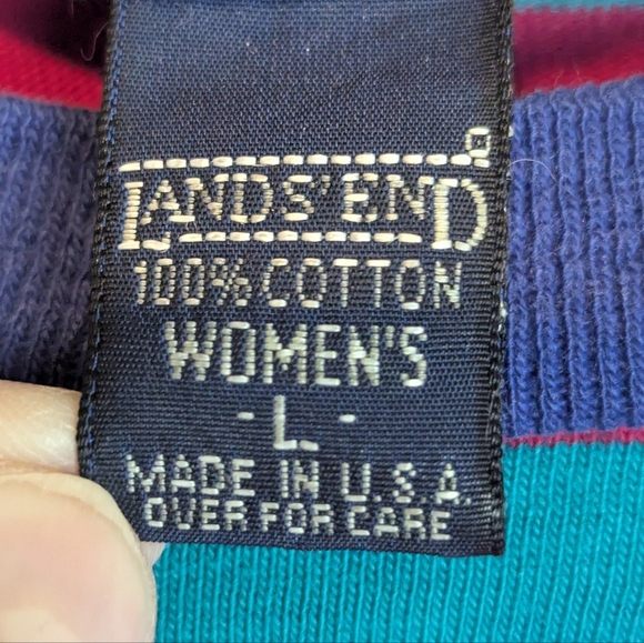 Lands' End Large Vintage Striped T-shirt Short Sleeve Pocket - Picture 3 of 13